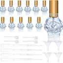 YU FENG 12pcs 10ml Glass Perfume Bottles Empty Atomizer Refillable Glass Spray Bottle With Funnels Pipettes Dispensers Portable Fragrance Bottle for Travel (Gold-5)