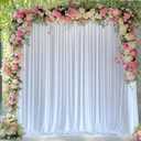 Wokceer White Backdrop Curtain for Parties 10x10FT Photo Backdrop Drapes for Wedding Polyester White Backdrop for Photoshoot Baby Shower Birthday Party Curtains Photography Background 2 Panels 5x10FT