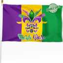 XIFAN Double Sided Mardi Gras Flag 3x5 Ft Outdoor Heavy Duty 3ply Polyester Fat Tuesday Holiday Masquerade Carnival Banner New Orleans Party Supplies Gift Wall Indoor Outdoor Decoration