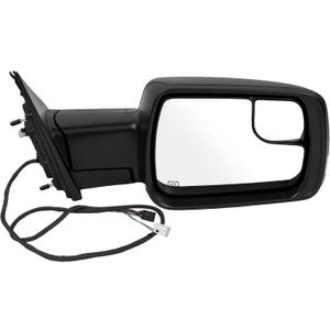 Left Driver Side Matte Black Mirror Compatible With Ram 1500 2019-2025 Power Folding Heated Mirror With Turn Signal Puddle Light Temperature Sensor Replacement for 68462769AB (14Pins)