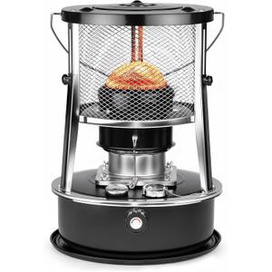 9,000 BTU Kerosene Heater, Kerosene Heaters for Indoor Use, Non Electric Portable 2 in 1 Stove & Heater for Camping, Garage, Home, and Emergency Use, Black