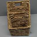 KOLWOVEN Wicker Hanging Storage Baskets, Set Of 2 Wall Baskets for Accessories and Organizing Files, Mail Baskets
