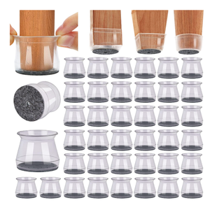 BUMACO Chair Leg Floor Protectors Square Chair Leg Protectors for Hardwood Floors Silicone Pads Covers to Protect Floors Clear40 Pcs Square XL (15/8" to 2")