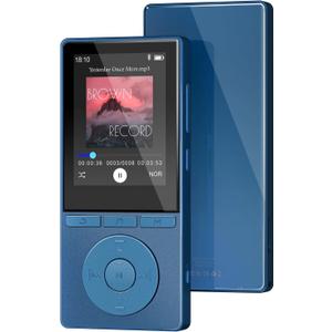 64GB MP3 Player with Bluetooth 5.3, Color Screen 2.4", Music Player with HiFi Sound, MP3 Players Built in HD Speaker Voice Recorder E-Book, Expanded Up to 128GB, Earphone Included, for Sports Runner