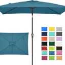 JEAREY 6.5x10 ft Rectangular Patio Umbrellas Outdoor Market Umbrella with Push Button Tilt and Crank, Rectangle Table Umbrella 6 Sturdy Ribs UV Protection for Pool Garden Backyard Deck, Lake Blue (6.5x10FT)