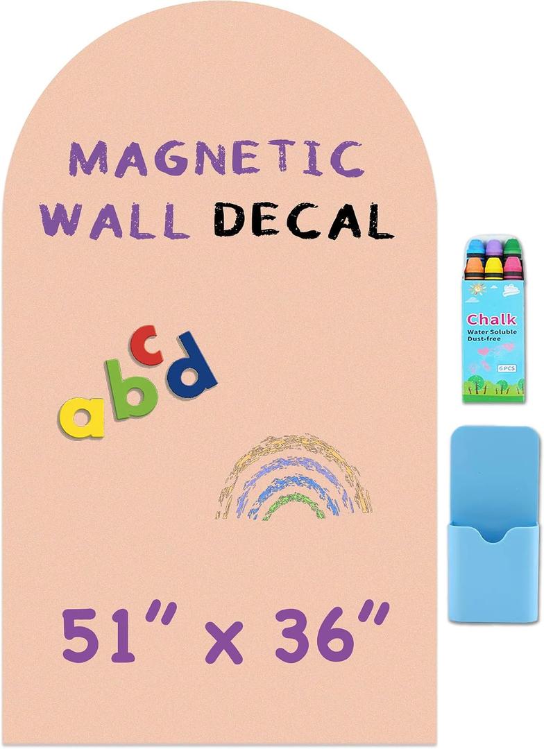 Large Arch Magnetic Wall Decal - 51" x 36" Matte Finish Chalkboard Sticker for Wall - Magnetic Board for Playroom, Home Classroom(Camel Blush)