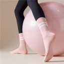 Womens 4Pcs Pilates Grip Socks Non Slip Yoga Socks with Grips Barre Hospital Athletic Socks for Women (Pink)