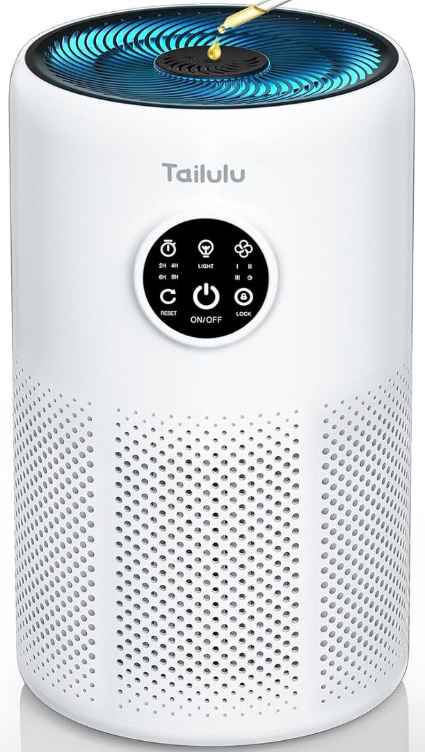 Air Purifiers for Home Pets Large Room Up to 1360 Ft, Tailulu D10 HEPA Air Purifiers for Bedroom with 15dB Sleep Mode, Air Filter for Pet Dander Smoke Odor Dust Pollen with Timer Fragrance Sponge (White)