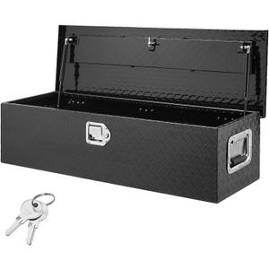 VEVOR Heavy Duty Aluminum Truck Bed Tool Box, Diamond Plate Tool Box with Side Handle and Lock Keys, Storage Tool Box Chest Box Organizer for Pickup, Truck Bed, RV, Trailer, 39"x13"x10", Black