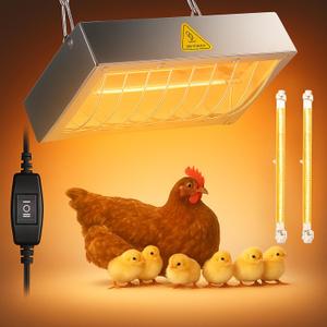 Chicken Coop Heater for Winter, Heat Lamp for Chickens 400W, Chicken Heater for Coop with 2 Heating Settings, for Poultry, Dogs, Pets, Birds, Animals (Small, 1 Pack)