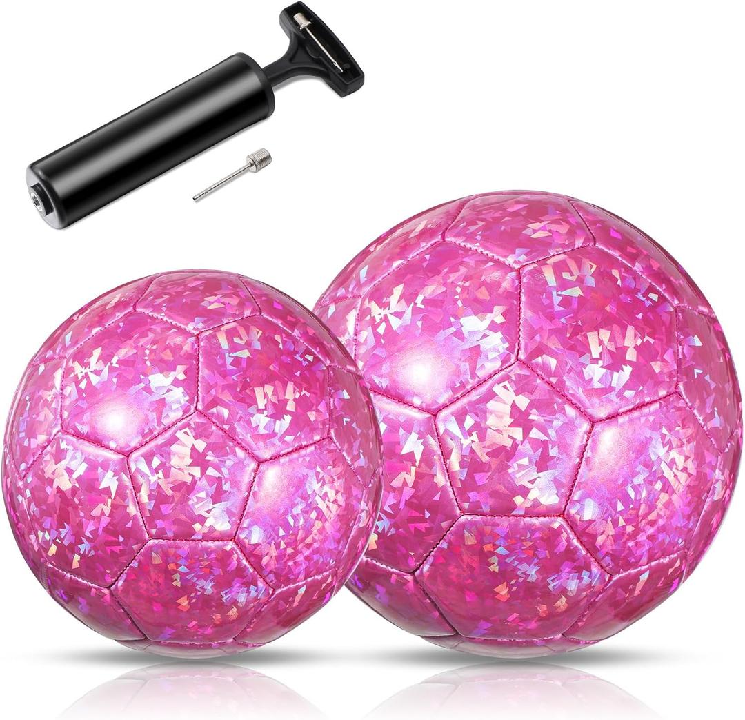 Deekin 2 Pcs Soccer Ball with Pump Size 2 Size 3 Indoor Outdoor Soccer Ball for Kids Teen Adults Indoor Outdoor Sport Gift for Training (Pink)