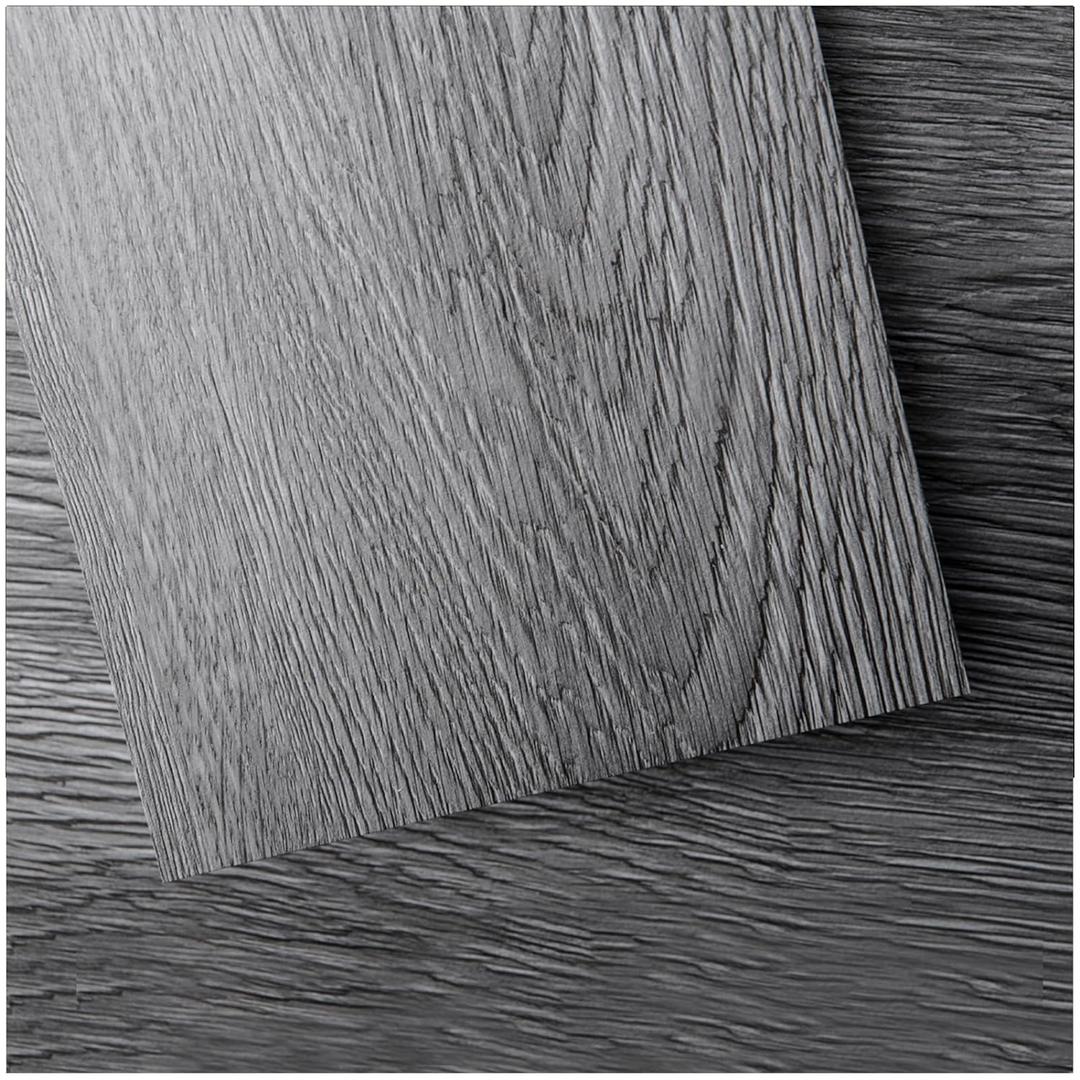 Art3d Peel and Stick Floor Tile Vinyl Wood Plank 36-Pack 54 Sq.Ft, Deep Gray, Rigid Surface Hard Core Easy DIY Self-Adhesive Flooring, 36 X 6 X 0.1 Inches