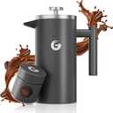 Coffee Gator French Press Coffee Maker - 34oz Double Insulated Stainless Steel Brewer plus Travel Jar Canister, Portable Hot Cold Brew Teapot Cafetera for Coffee Bar Accessories Kitchen Camping, Gray