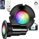 Nicheless Pool Lights, 1.5 Inch LED RGBW Multicolor Inground Pool Light and Spa Light, IP68 Waterproof, AC 120V, 50ft Cable with Controller, APP & Remote Control