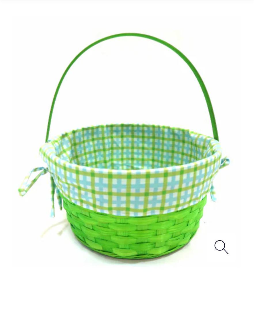 HH 10in Lined Bamboo Basket - Green, 3 PCS