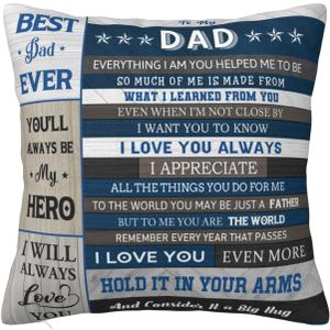 Father Gifts, Dad's Birthday Gifts Pillow Case 18"X18", Funny Dad Gift from Daughter Son, Father's Day Pillowcover, Best Dad Ever Gift Throw Pillow Cover