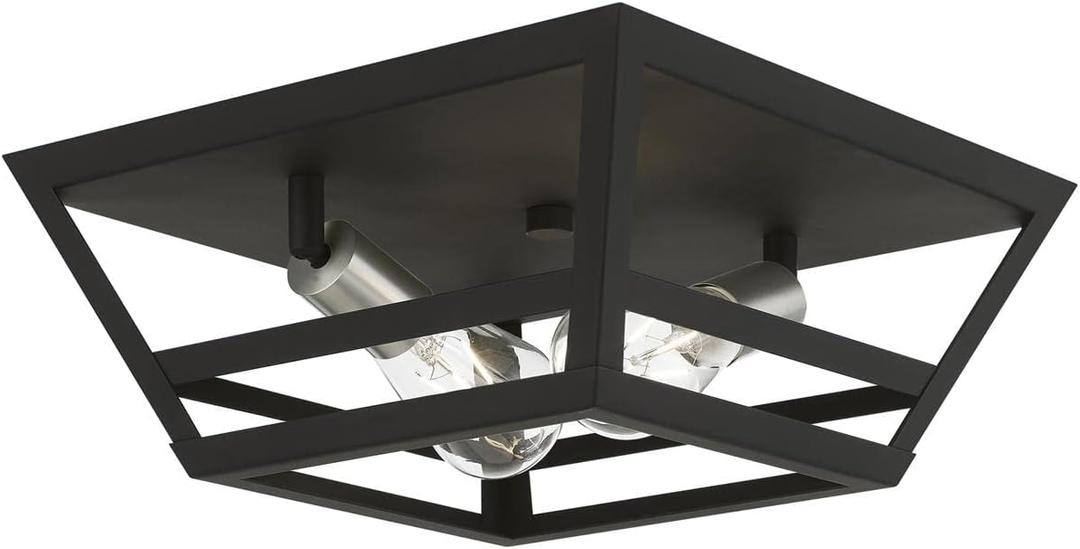 Livex Lighting, 49560-04, Schofield, Flush Mount, Black with Brushed Nickel Accents