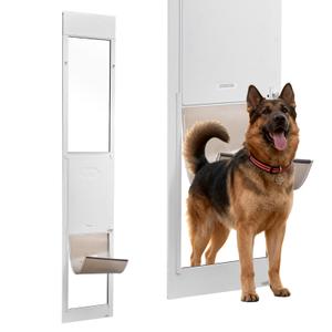 VEVOR Dog Door for Sliding Glass Door, 91 to 96 in Adjustable Height, Aluminum Alloy Frame with Metal Rotating Hinges, Lock Design, 13 5/8 x 23 5/8 in Flap, Sliding Glass Pet Door for Renters