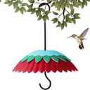 8" Bird Feeder Dome with Ant Moat, Skaithee 8" Bird Feeder Baffle with Ant Guard & Shepherd Hooks, Attract Hummingbirds & Anti Sun/Rain/Snow/Ants (Red 8 inches 20cm)