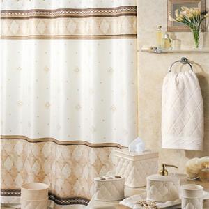 Corinthia Classic Beige Polyester Fabric Cream Printed Elegant Farmhouse Shower Curtains,Contemporary Ivory Decorative Waterproof Modern Cloth Tan Bathroom Curtains,72" W x 72" L