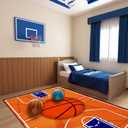 Basketball Court Rug 4'5''x6', Sports Rugs for Boys Bedroom, Basketball Carpet Decor