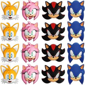 Unique Sonic Party Masks | 24 Count | Fun Birthday Party Favors and Decorations | Officially Licensed | includes Checklist