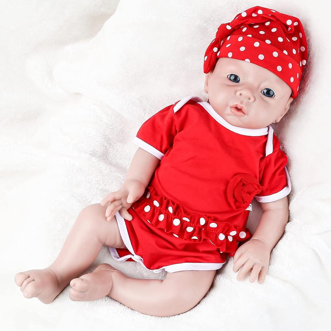 IVITA 19 inch Silicone Baby Dolls Girl Weighted 6.97 lb,[NOT Vinyl],Silicone Full Body Reborn Lifelike Realistic Real Life Newborn Soft Babies with Feeding Accessories & Gift Box for Kids Age 3+, Painted Nude