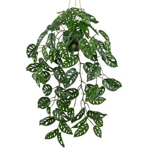 Large Fake Hanging Plants in Pot with Hook, 37" Artificial Hanging Monstera Albo Vines Plants, Fake Potted Greenery Plant for Room Wall Living Room Bathroom Kitchen, Big Faux Ivy Houseplants for Shelf