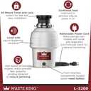 Waste King Garbage Disposal for Kitchen Sink with Power Cord, Food Waste Disposer, L-3200