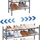 STORAGE MANIAC Expandable Shoe Rack, 16 Pairs Stackable Small Shoe Rack, Metal Adjustable Shoes Organizer for Closet, Entryway, Hallway, Garage, Front Door, Shoes Shelves, Black 4 Tier