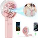 HandFan 5200mAh Upgraded Handheld Misting Fan, Personal Mister Fan, Spray Water Mist Fans USB Rechargeable, Electric Mini Cooling Ice AC Fans for Summer Beach Travel Gifts for Women(Pink)