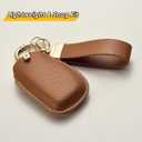 Key Fob Cover for Hyundai, Premium Leather Key Case Shell with Keychain for Hyundai Elantra GT Ioniq Sonata Tucson 4 Buttons (White)