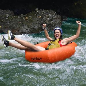 VOFiTNY Inflatable River Tubes for Floating Heavy Duty, Heptagon River Rafts for Adults, 43" River Run Tubes for Floating/Surfing/Tubing Adventures, Heavy Duty Tubes for River/Whitewater/Lake/Ocean (43 in x 43 in x 10", Orange)
