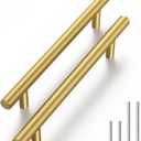 Haliwu 10 Pack Cabinet Handles Brass Gold Cabinet Pulls 4 Inch Hole Center Drawer Pulls Modern Bar Dresser Handles for Bathroom Kitchen Bedroom