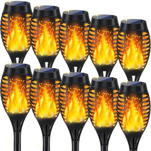 10Pack Solar Lights Outdoor, Solar Torch Lights Outdoor Flickering Flame for Outside Decorations, Waterproof Garden Light Solar Powered , Torches Flame Light for Outside Yard Patio Lawn Garden Decor (Orange)