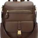 KKXIU Backpack Purse for Women  PU Leather Ladies Backpack for Daily with AntiTheft Lock Pocket, Small Daypack with Luggage Strap & Water Bottle Pockets (Coffee)