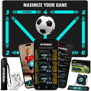 Soccer Training Mat With Instructional Video Improve Strength,Agility And Coordination Soccer Training Equipment For Footwork And Ball Mastery Non-Slip Silent Equipment For All Ages Football Footwork Mat