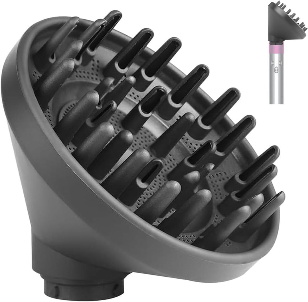 Upgraded Large Diffuser Attachment for Dyson Airwrap Styler for Fast Drying Wave Curly Thick Hair, Heat Resistant Nylon Fiber Nozzle Attachments, Grey