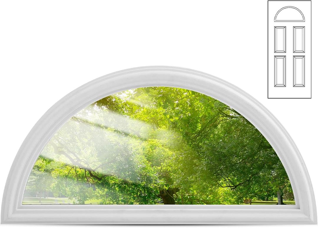 Pushglossy 22" x 10" Entry Door Glass Insert Half Round Top Exterior Door Window Inserts Replacement Kit for Home Improvement(1 Lite Low-e Glass,White)