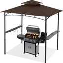ABCCANOPY 8x5 Grill Gazebo Shelter, Outdoor BBQ Gazebo Canopy with LED Light(Coffee)