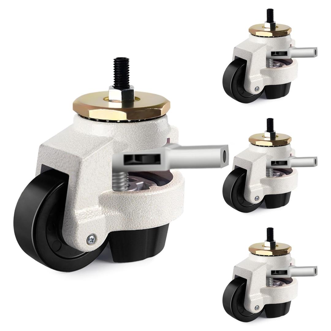 4 Pack Heavy Duty Caster Wheels, Leveling Stem Casters with Adjustable with Ratchet Handle for Workbench, Machinery & Equipment (6600 Lbs Total Capacity)