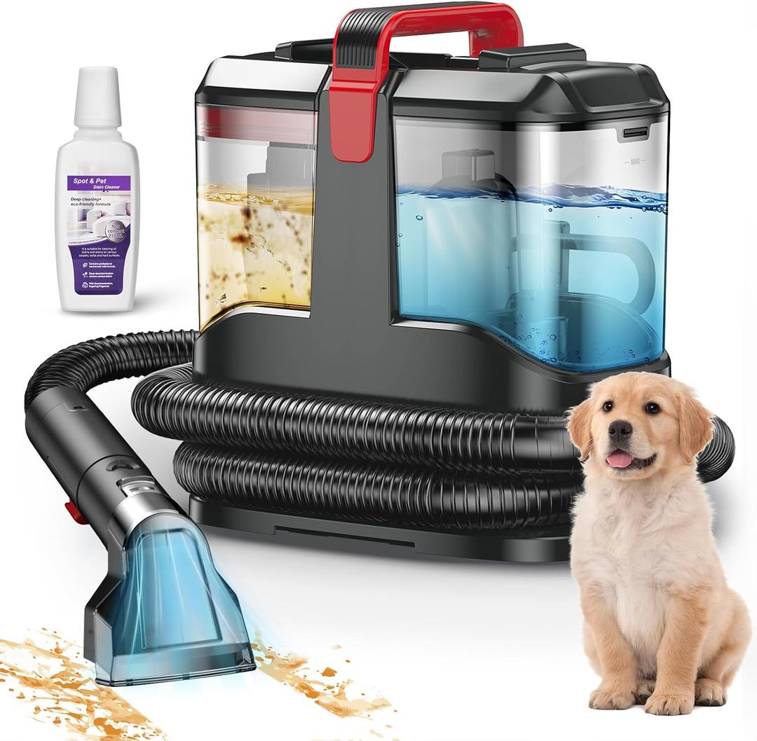 C9 Portable Carpet & Upholstery Cleaner Machine, Spot and Stain Deep Cleaner with Remover Formula for Pets,Stairs,Couch Area Rugs,Upholstery,Car Seat (Red)