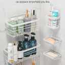 Cobbe Adhesive Shower Caddy 5-Pack, Large Wall Mounted Shower Shelves Rack, Organizer Storage Accessories with Soap Dish & Toothbrush Holder, Shelves for Bathroom Storage & Home Kitchen Decor, White