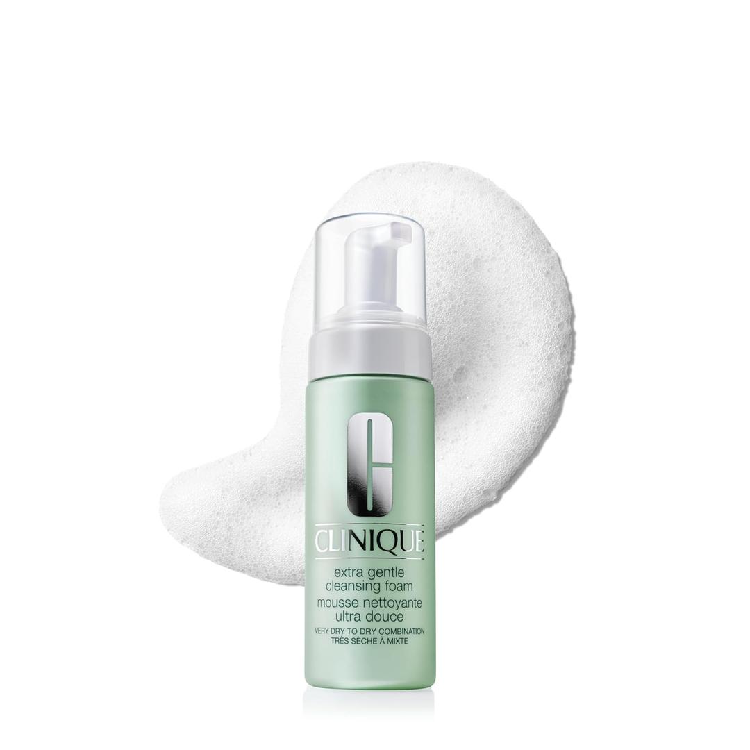 Clinique 3-Step Extra Gentle Mild Cleansing Foam Face Cleanser | For Dry + Sensitive Skin | Non-Irritating, Cleansing + Comforting, 4.2 Fl Oz