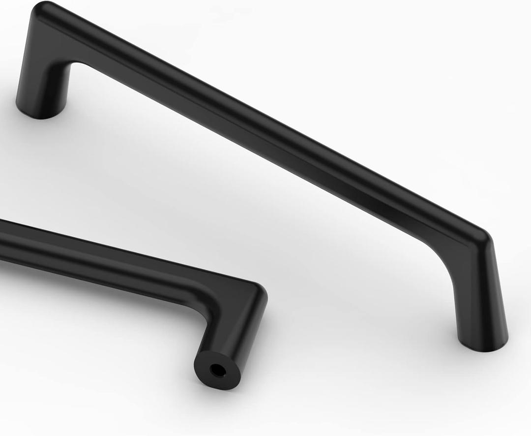 Asidrama 10 Pack 5 Inch(128mm) Matte Black Cabinet Pulls Cabinet Handles Cupboard Handles Kitchen Cabinet Hardware for Cupboard Drawer Pulls (5" Hole Center)