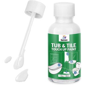 Tub Tile Semi Gloss White Paint Touch Up Paint Kit for Bathtub Porcelain Repair Scratches Cracks Chips on Porcelain Acrylic Enamel Cast Iron Tiles Sinks Countertops Toilets Fiberglass White Acrylic