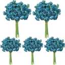 5 Bouquets Teal Ranunculus Artificial Flowers, 30 Pcs Silk Mini Faux Ranunculus Bouquet for Wedding, Bridal Shower, Centerpieces, and DIY Decorations