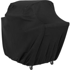 Amazon Basics Gas Grill Barbecue Cover, Waterproof, Water Resistant, Wind Resistant with Elastic Cord, Protection Against UV, Fits Grills up to 60 x 28 x 46 inches, Medium, Black