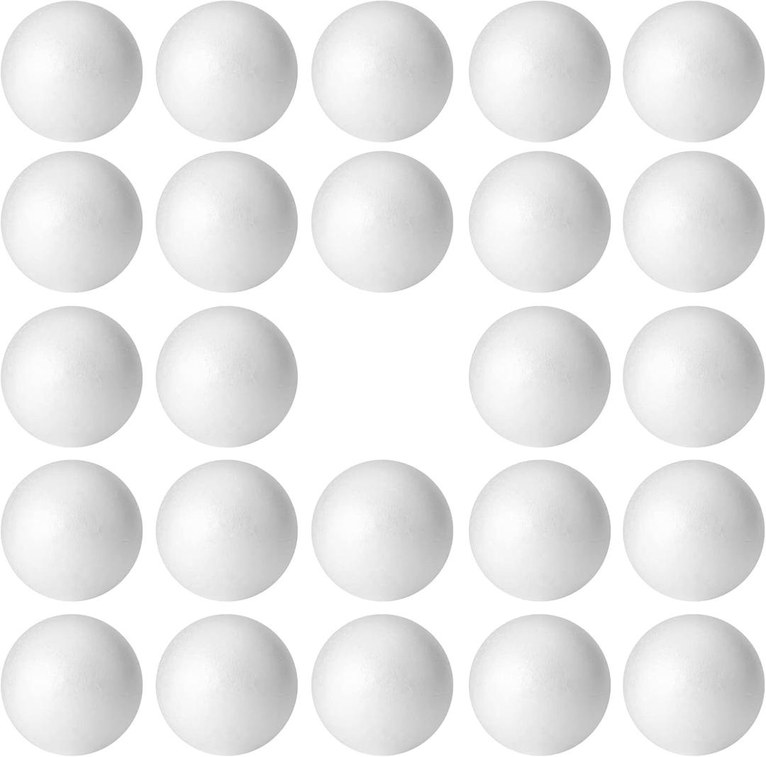 FFchuanhe 4 Inch 24 Pcs Craft Foam Ball. White Polystyrene Smooth Round Ball, for Arts and Crafts Supplies, School Project, Weddings, Easter, Halloween, Christmas, Home DIY Crafts and Party.