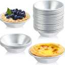 25 Pack Egg Tart Molds, Puto Molder Cookie Steamer Dessert Molds, Small Aluminum Nonstick Pans Pie Molds for Baking Pies Cupcakes Mini Cakes Puddings Jellies (B.3.1in)